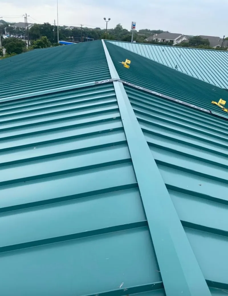 Green commercial metal roof ridge and valley for Metal Roof Repair in Shaker Heights